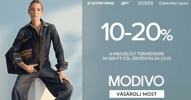 Modivo.hu – 10-20% kedvezmény kód a kiválasztott termékekre 34 000 Ft feletti vásárlás esetén