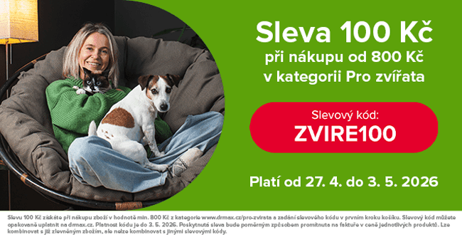 DrMax.cz – 100 Kč slevový kód na celou kategorii Pro zvířata, při nákupu nad 800 Kč