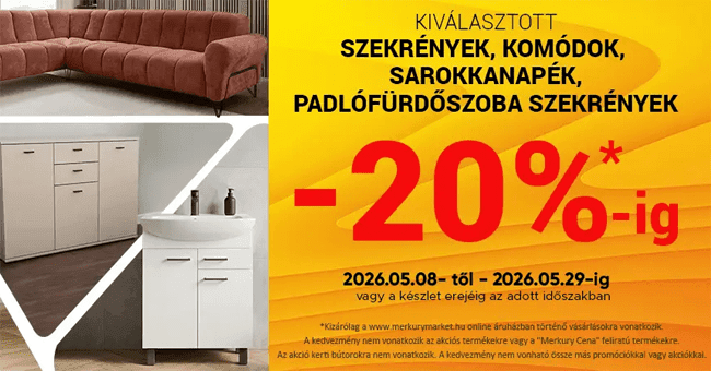 MerkuryMarket.hu – 20% kedvezmény a kiválasztott bútorokra