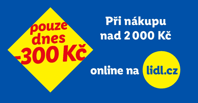Lidl.cz – Jen dnes: 300 Kč slevový kód při nákupu nad 2000 Kč Lidl.cz – Jen dnes: 300 Kč slevový kód při nákupu nad 2000 Kč