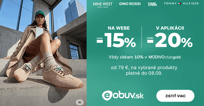 eObuv.sk – 15 % zľavový kód na vybrané produkty pri nákupe na webe nad 79 €